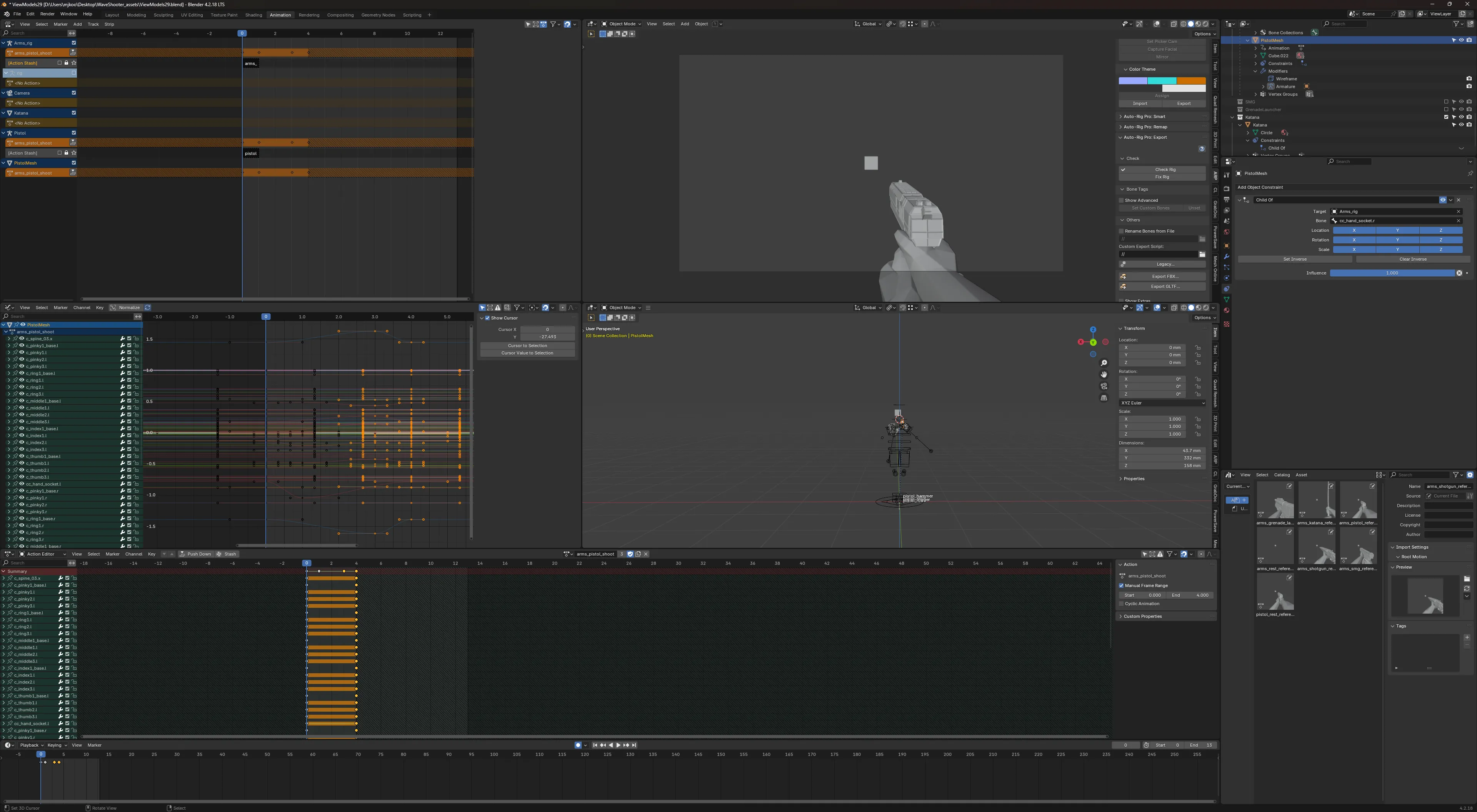 Animating arms and weapons in Blender